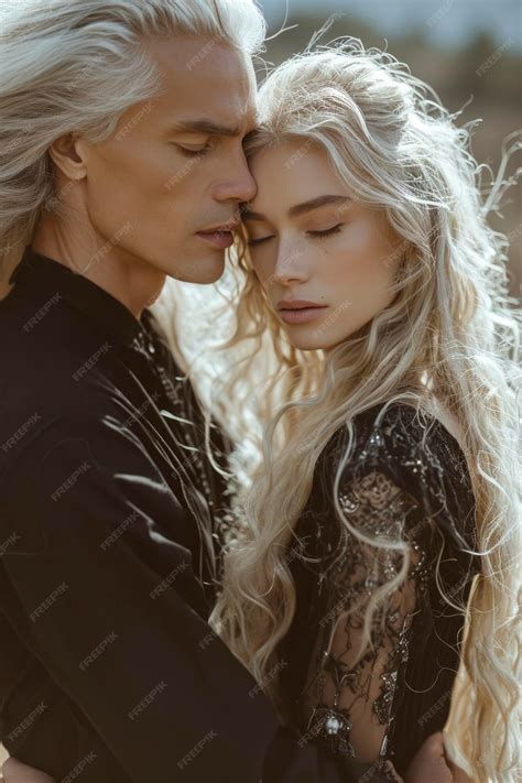 Premium Ai Image In A Medieval Fantasy A Blonde Man And Woman Dressed In Regal Attire Share An