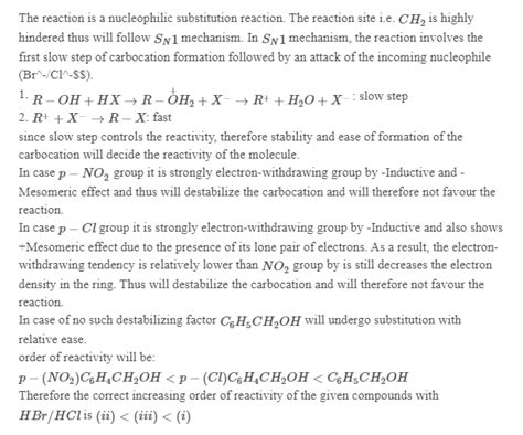 15 Mark The Correct Increasing Order Of Reactivity Of The Following