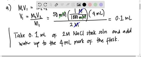 Solved 5 How Is 4 Ml Of 50 Mm Nacl Solution Prepared From A 2 M Nacl Stock Do Not Forget To