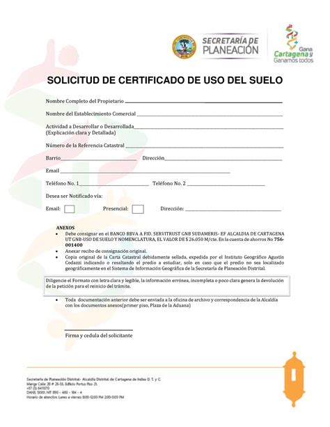 Formatos De Certificado Usos Suelo Solicitud De Certificado De