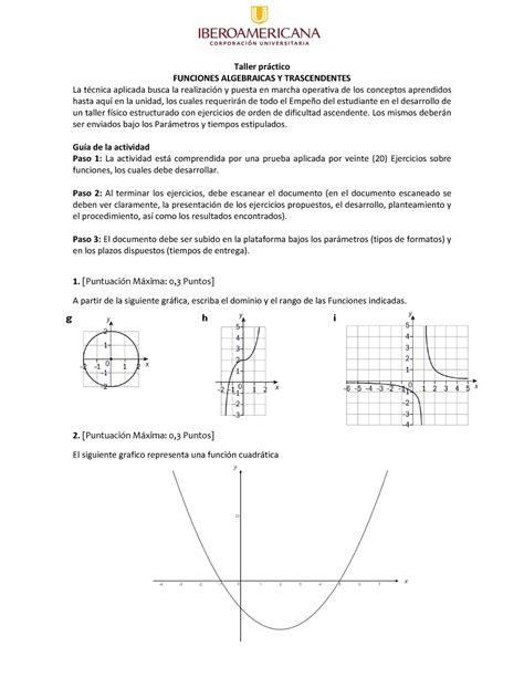 Actividad No Funciones Algebraicas Y Transcedentes Taller Pr