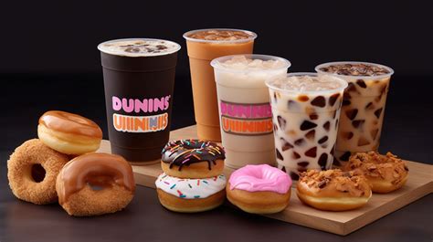 Selection List Of Donuts And Coffee Drinks Are Listed On A Tray