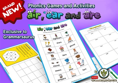 Air Ear And Are Phoneme Focus Story Grammarsaurus