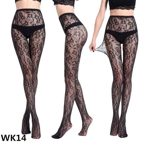 WK14 XXS Collants en résille pour femmes collants en maille bas en nylon Sexy Lingerie à