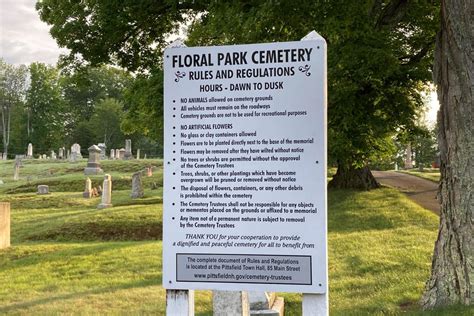 Updated Floral Park Cemetery Signs Pittsfield Nh Official