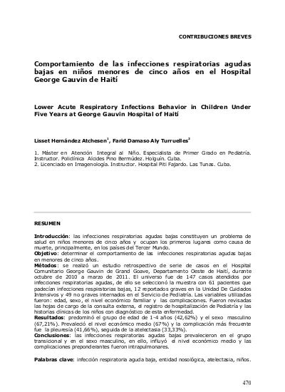 Comportamiento De Las Infecciones Respiratorias Agudas Bajas En Nios