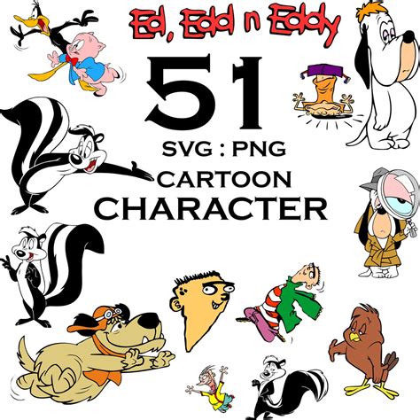 Cartoon Characters Digital Stickers Silhouette Cricut Cartoon Svg