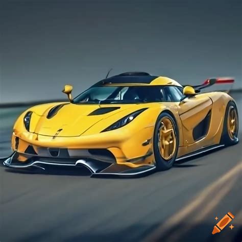 Yellow Koenigsegg Jesko On A Race Track On Craiyon