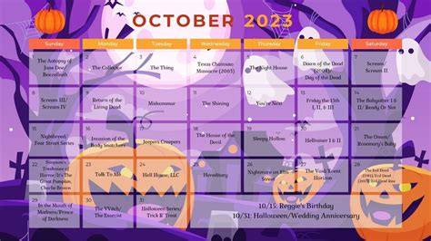 October Movie Calendar : r/HorrorMovies