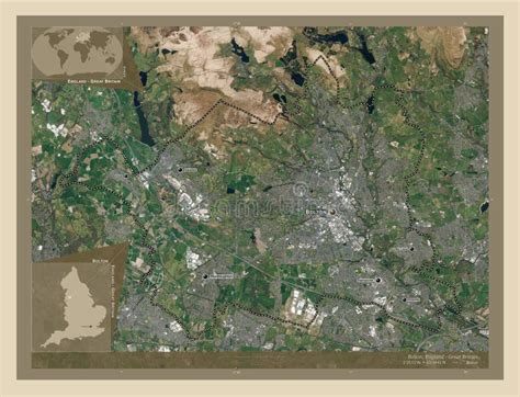 Bolton England Great Britain High Res Satellite Labelled Po Stock