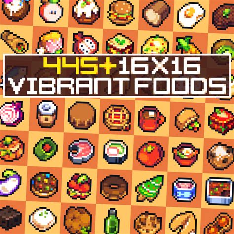 Artstation 445 16x16 Pixel Food Icons Game Assets