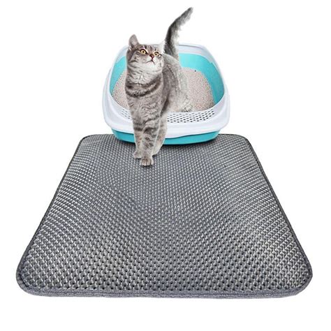 Cat Litter Mat, Double Layer Honeycomb Waterproof Urineproof Washable Litter Trapping Mat for ...