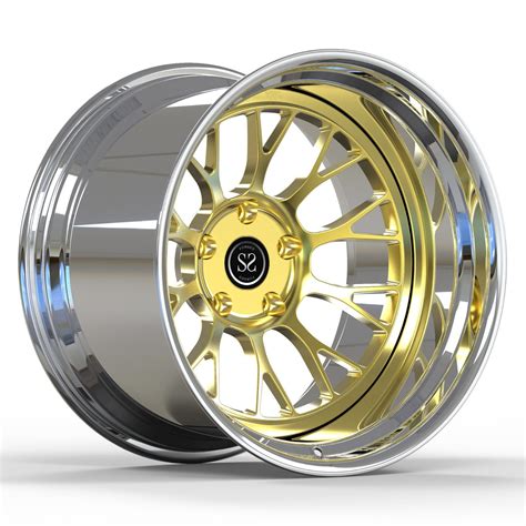 Deep Dish Gold Polished Wheels Negative Offset X J Pc Forged