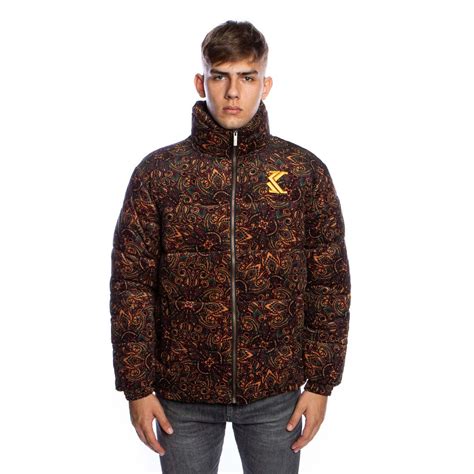 Karl Kani Og Corduroy Puffer Jacket Paisley Blackbrowngreen