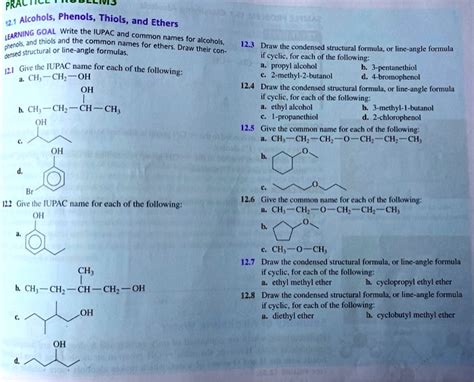 Solved Practical Alcohols Phenols Thiols And Ethers Learning Goal