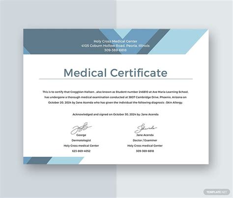 Medical Certificate for Student Template in Google Docs, Word ...