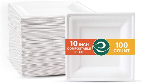 Amazon Eco Soul Pearl White Inch Square Pack Paper Plates