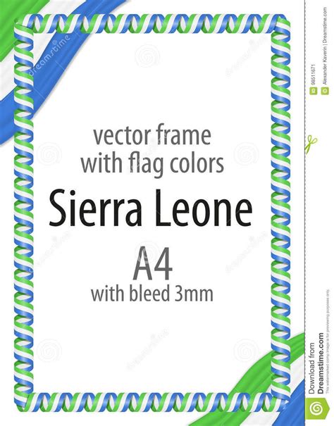 Sierra Leone Flag Flag Colors Illustration Frame Border Education