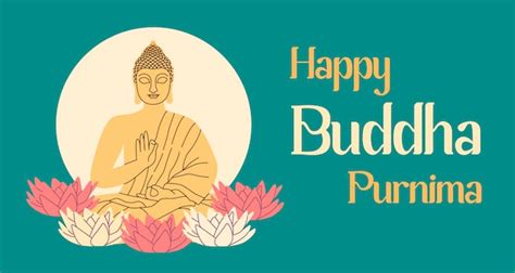 Premium Vector Happy Vesak Day Buddha Purnima Wishes Greeting Vector