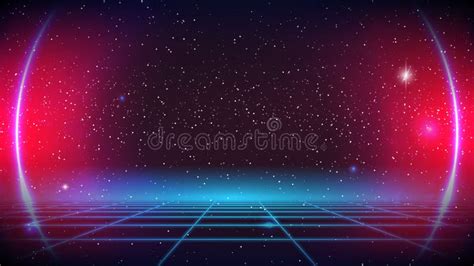 Paysage De Néon Wireframe Du Contexte 3d De Retrowave Du Fond De 80s