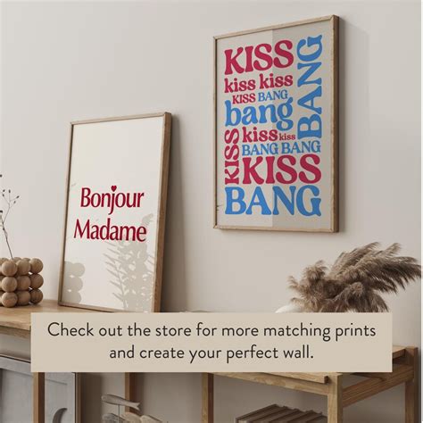 Kiss Kiss Bang Bang Aesthetic Words Maximalist Poster Vibrant Wall ...