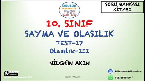 OLASILIK III SAYMA VE OLASILIK TEST 17 YouTube