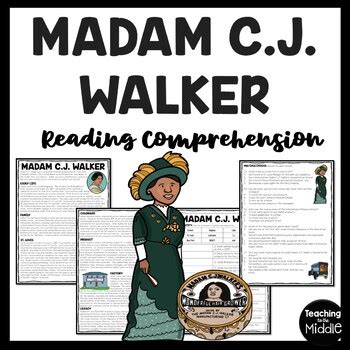 Madam C J Walker Biography Reading Comprehension Worksheet Black