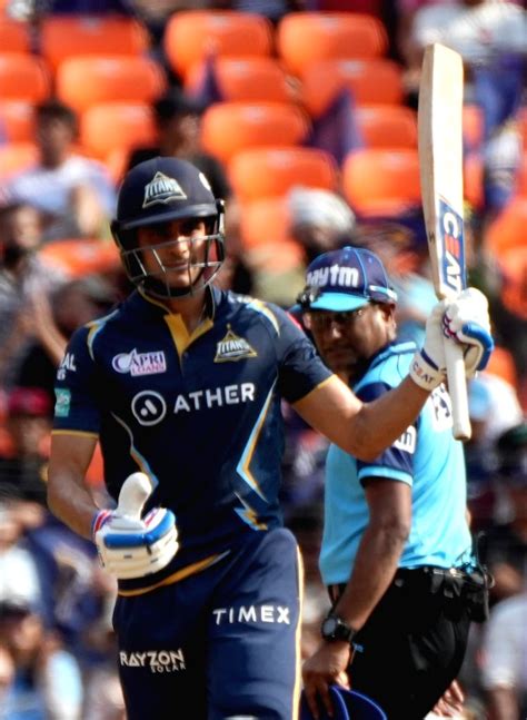 Ahmedabad Gts Batsman Shubman Gill Celebrates His Half Century