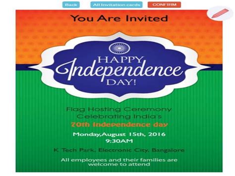 Free Indian Flag Hoisting Ceremony Invitation Cards | PPT