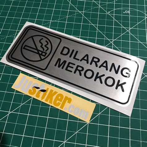 Jual Sticker Dilarang Merokok Stainless Hairline Text Hitam Rounded