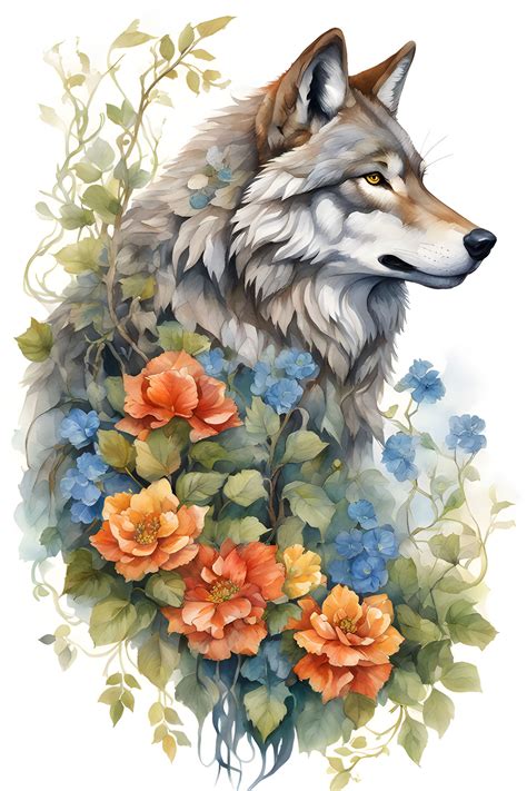 A Majestic Wolf in a Blooming Garden by Adrian23N on DeviantArt