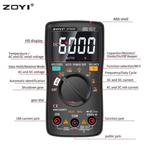 ZOYI Mult Metro Digital LCD ZT102A Probador De Capacitancia De