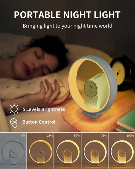 PLUWEL Wireless Charging Night Light Bluetooth Speaker With Portable