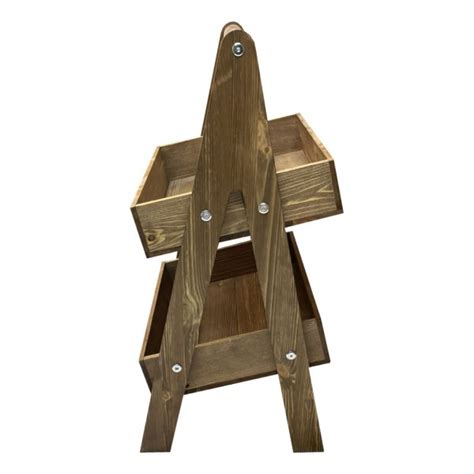 Rustic Brown 2 Tier Adjustable Wooden A Frame Display Stand