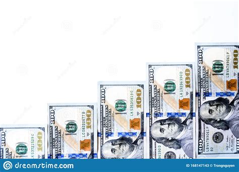 Studio Shot Stairway Made Of One Hundred American Dollars Banknote On