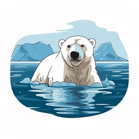 Ours Polaire Sur L Eau Illustration Vectorielle Dans Le Style De Dessin