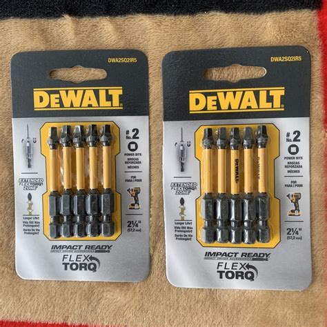 2x Dewalt Flex Torq 5 Piece Impact Ready Power Bits DWA2SQ21R5 EBay