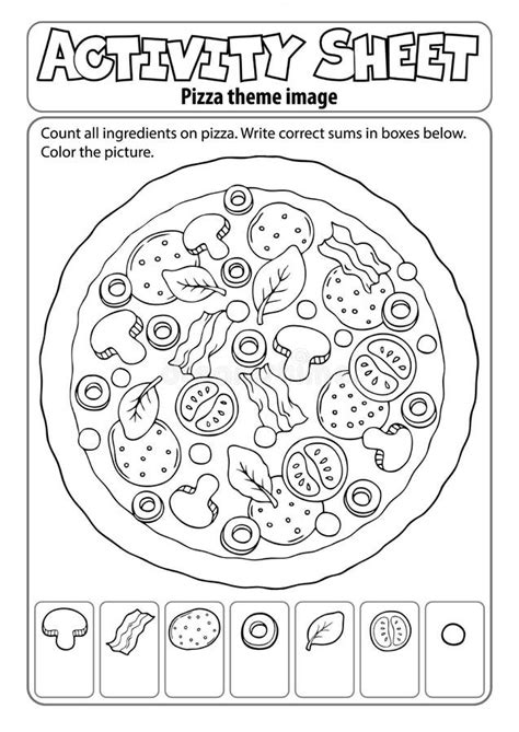 Tema 2 De La Hoja De Actividades Para Pizzas Ilustración Del Vector Ilustración De Aceituna