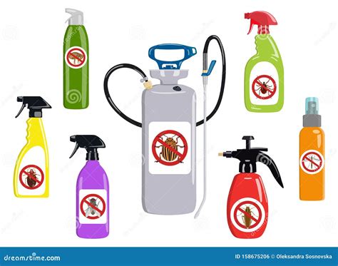 Set Of Icons Insect Sprayers Anti Bug Vector Illustration Stock