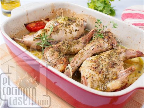 Conejo al horno con hierbas aromáticas El cocinero casero Carnes