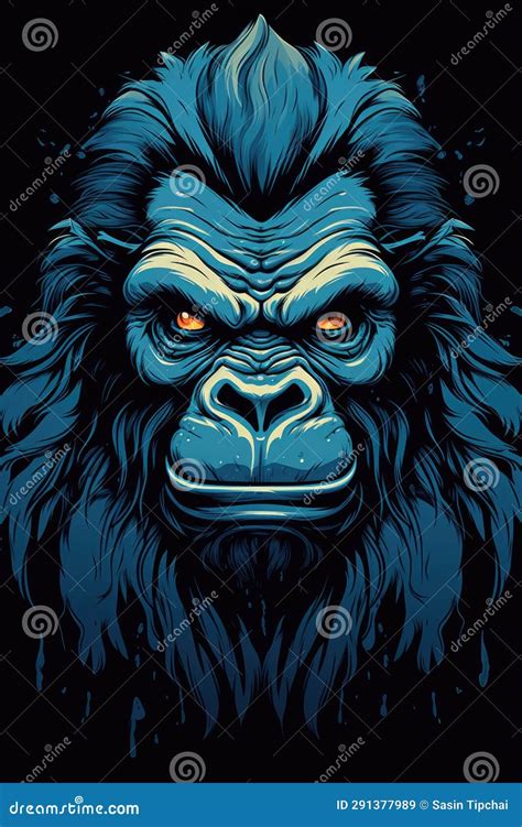 Front Face Dark Blue Gorilla Stock Illustration - Illustration of ...