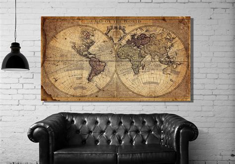 Old World Old World Map Vintage World Map Canvas Artold World Map Art Canvas Vintage Map