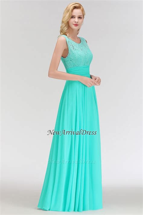 Lace Gorgeous Scoop Sleeveless Floor Length Long Chiffon Bridesmaid