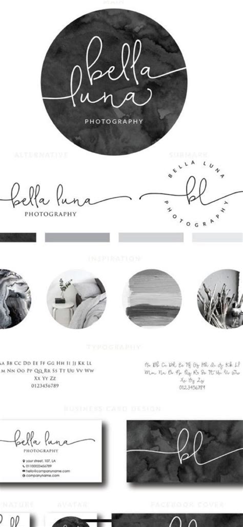 Some Black And White Business Cards With The Word Bella Luna Written On