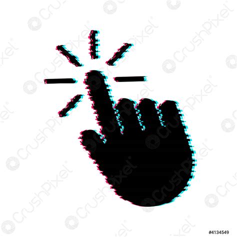 Hand Cursor Glitch Pictogram Klik Op Vector Stock Illustratie Stock