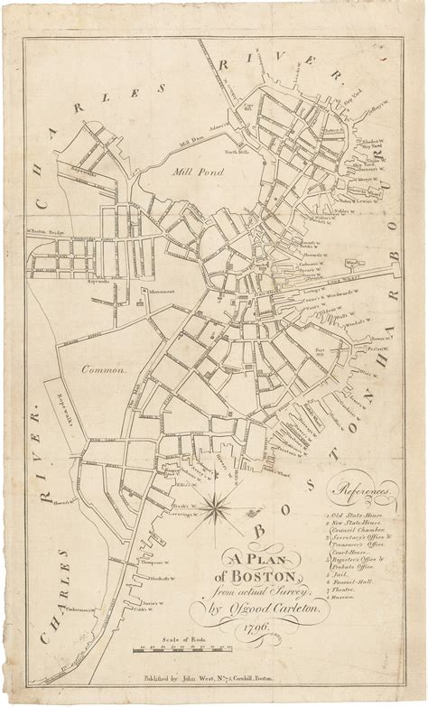 1796 plan of Boston by Osgood Carleton - Rare & Antique Maps