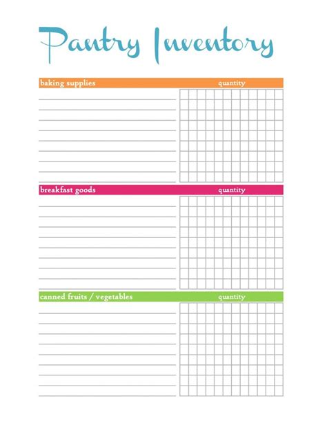 Free Printable Pantry Inventory List Atomicsery