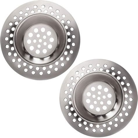 Set Of 2 Stainless Steel Sink Strainer Plug Kitchen Bathroom Sink Plug