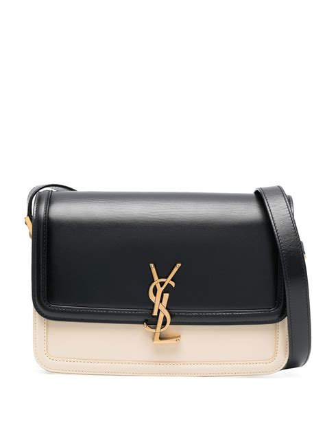 Saint Laurent Solferino Two Tone Shoulder Bag Black Farfetch Uk