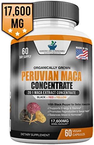 Maca Organic Peruvian Powder Capsules 17 600 Mg Per Capsules Black